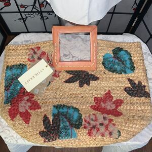 Antik Kraft large straw woven floral tote